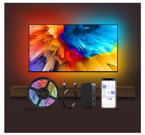 Smart LED TV Backlights 3,8m TV Lichtleiste für 55-60 Zoll APP gesteuert und segmentiert intelligente Farbauswahl, Synchronisierung mit rhythmischer Musik für zu Hause