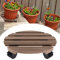 FIVMEN Lot de 2 planches à roulettes rondes pour plantes WPC - 30 cm - Soucoupe avec roulettes - Pour l'extérieur - 100 kg - Marron