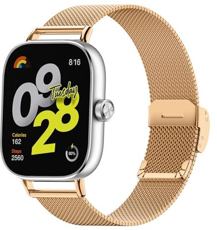 TiMOVO Metal Watch Band per Redmi Watch4/ Xiaomi Mi Band 8pro, Acciaio Inossidabile Ultra-sottile Traspirante Xiaomi Redmi Watch 4 Braccialetto di Ricambio per Uomini Donne, Oro Rosa