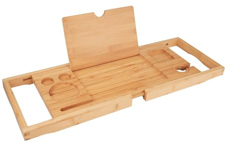 TARUNMO Bambus Badewannen Mit Sprudelfunktion Für Den Außenbereich Quer Durch Das Bad Expandable 62-93Cm, Faltbare Badewanne Passt Meisten Badewannen (1)