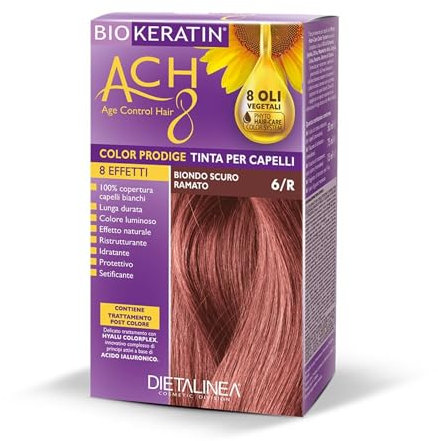 Dietalinea Tinta per Capelli Senza Ammoniaca BIONDO SCURO RAME 6/R | Colore Capelli Biokeratin con 8 Oli Phyto Hair Care system e Hyalu Complex -Nutre il capello in profondità | Illumina il colore