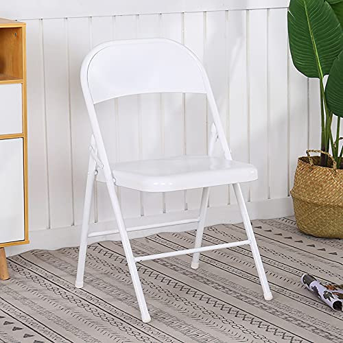 Folding chairs,Metal Folding Chair,Wrought Iron Folding Chair,Party Folding Chair,Training Folding Chair,No Need to Install with Exquisite and Round Paint Backrest and Seat Surface,White
