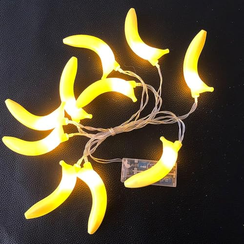 SUAVER LED Fruchte Lichterketten batteriebetriebene Weihnachtsbeleuchtung Hängelampen Dekorationen Lichter für Innenbeleuchtung Schlafzimmer,Hochzeit,Geburtstag (Bananen, 1.5m 10LED)