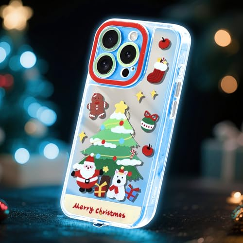 Incoming Call LED Flash Case for iPhone 13 Pro Max 6.7 inch ,Built-in Led Flash iPhone Case,Cute Merry Christmas Phone Case Shockproof Protective Cover, Gifts for Women Girl Boy Men,Colorful Flashing