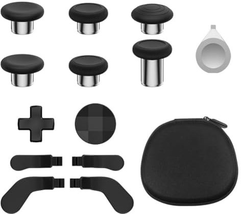 Hzxkqmil Levette in Metallo per Xbox Elite Series 2 Controller, 13 in 1 Accessori Sostituzione di 6 Joystick 4 Pagaie Posteriori 2 D-Pads con 1 Strumento di Regolazione, Nero