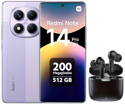 Xiaomi Redmi Note 14 Pro 5G incluye auriculares Bluetooth (Phantom Lila Purple, 12 GB de RAM, 512 GB de memoria) | Estreno Mundial MTK Dimensity 7025 Ultra | 2100 nits AMOLED más brillante de 120 Hz