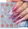 Cosmeria Nail Stickers Flowers, 2 Sheets 5D Floral Nail Stickers, Spring and Summer Nail Design, Pink and Gold Flower Nail Stickers for DIY