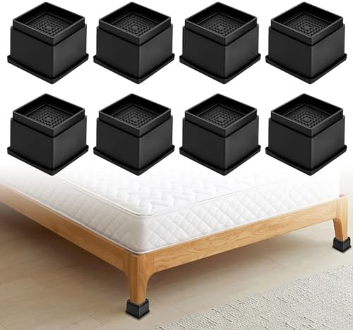 Rechteckige Betterhöhungen, Verstellbare Möbelerhöhung, Stapelbar 8 Stück Schwerlast Betterhöhung, Robuste Möbelerhöhungen für Bett, Schreibtisch, Tisch, Bücherregal, Sofaerhöher bis zu 2721 kg