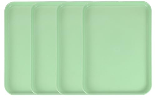 sourcing map 4Pcs Plastic Serving Trays, 12.2 x 8.7 Inch Rectangle Food Serving Cafeteria Trays for Kitchen Restaurant Coffee Fruit Burger Lunch Dessert, Matcha