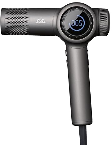 Solis AirVolution 630 Pro Fön & Profi Haartrockner (Typ 3806) | Ionen-Technologie, 1600W Haarstyler mit LED-Display, Kaltlufttaste, 4 Temperatur- & Luftstufen, Diffusor & Ondulierdüse