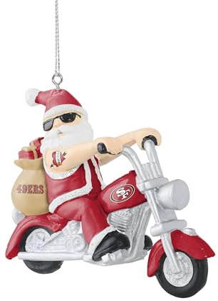 NFL San Francisco 49ers Baumschmuck Santa on Motorcycle Anhänger Ornament Weihnachtsbaum