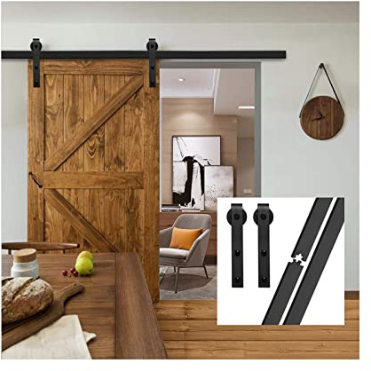 Gifsin 4-9. 6ft Hardware de portes porte coulissante en bois style antique sur la supérieure for une seule Doux, silencieux(9.6FT 2930mm)