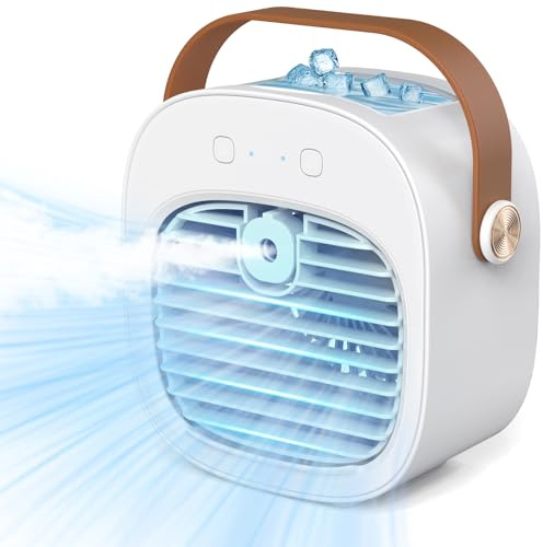 Condizionatore d'aria portatile - Mini condizionatore d'aria ricaricabile da 5200mAh con 3 impostazioni di velocità, 5-10 ore di autonomia, ventilatore da scrivania silenzioso, condizionatore d'aria