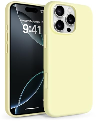 Newseego for iPhone 16 Pro Case 6.3-inch Liquid Silicone Cover, Yellow | Solid Color, Slim Fit, Silky Soft Touch, Comfortable Grip, Shockproof, Anti-Scratch, Precise Cutouts, Responsive Buttons