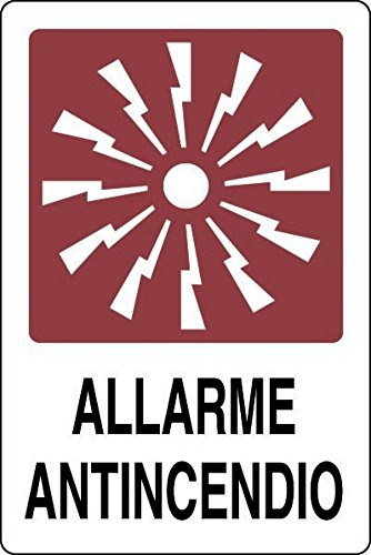 Cartello in alluminio bianco cm 30X20 Allarme antincendio