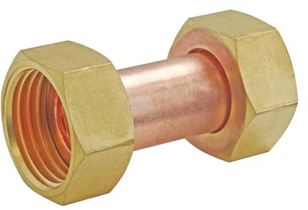 SOMATHERM FOR YOU, Raccord Cuivre Droit 2 Écrous Tournants 15x21 - Raccordement Plomberie pour Eau Chaude/Froide - Compatible avec Raccords Filetés Mâles - Étanchéité avec Joint Plat