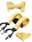 HISDERN Gelb Hosenträger Herren und Fliege Set für Herren Einstecktuch Y Style hosenträger Dot Plaid mit 6 Starken Clips Einstellbar für Anzug