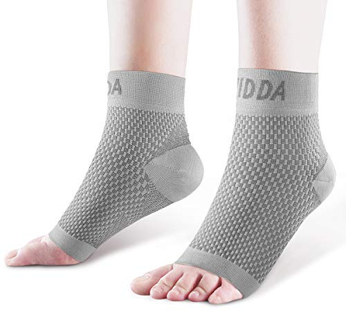 AVIDDA 2 Pack Ankle Support Brace for Men and Women, Compression Sleeve Socks for Plantar Fasciitis, Sprained Ankle, Ligament Damage, Achilles Tendonitis, Sports, Running - Grey XL