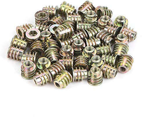 M4x8 (50pcs) Écrous Hexagonaux Écrous Inserts en Bois en Alliage de Zinc avec Écrous pour Meubles
