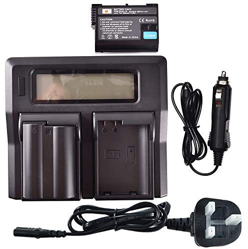 EN-EL15 DSTE Lot de 2 batteries de rechange et chargeur rapide LCD double compatible pour Nikon ENEL15 et Nikon 1 V1 D600 D610 D750 D800 D800E D810A D7000 D7100 D7200