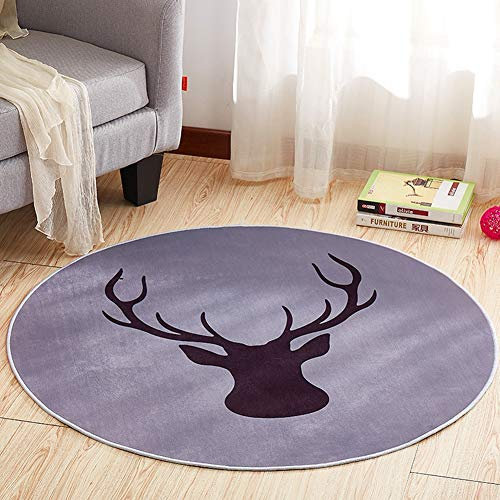 SODKK Langflor Carpet 150cm Rund Schaffell Bettvorleger Schadstoff geprüft 8 Rug Grippers Rutschfester Teppichunterlage für Schlafzimmer, Esszimmer, Flur und Kinderzimmer Schwarzer Elch