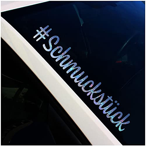 Frontscheibenaufkleber Schriftzug #Schmuckstück Aufkleber für Windschutzscheibe Heckscheibe Auto Fahrzeug Dekor Sticker Frontscheibe FS112 (Flakes Silber, Außenklebend)