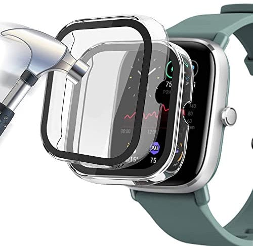 Acadeny 2-Stück Hülle Mit Gehärtetes Glas Displayschutz Kompatibles für Amazfit GTS 2 Mini, 9H Härte 360° Rundum Schutzhülle Ultradünne Schutz PC Case Cover für Mit Skala,Transparent+Transparent