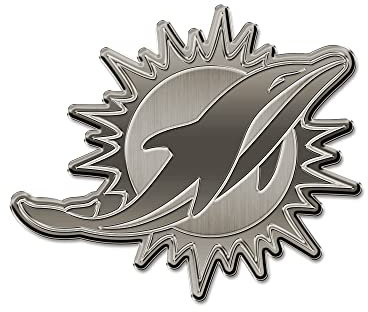 Rico Industries NFL Miami Delphins Antik Auto Emblem Antik Nickel Auto Emblem für Auto LKW SUV