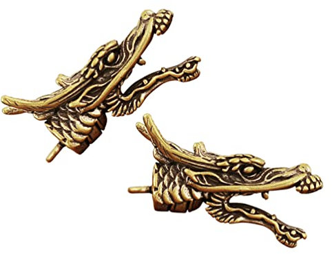 Homoyoyo Lot de 2 pendentifs en Laiton en Forme de tête de Dragon Chinois avec Longue Corne de Dragon Antique Feng Shui pour la Fabrication de Bijoux et Accessoires