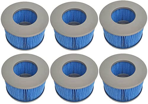 WuYan Ersatzfilter 6 Stück für MSPA FD2089, Filter für Whirlpool, Kartuschenpumpe für heiße U-Boote und Spa,Wasserfilter Modell ab 2020(Verbesserte Version Blau)