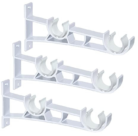 Lot de 2 Supports de Tringle à Rideaux Double - Métal Robuste Blanc - 25 à 28 mm