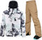 HOTIAN Herren Schneeanzug, Wasserdicht Winddicht Winter Warme Schnee Skifahren Sätze,für Wandern Klettern Isoliertes Snowboarden MOUTAIN KQ M