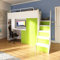 Marlux-Meble Hochbett Kinderbett JSM-4 90x200 mit Kleiderschrank Schreibtisch und Treppe Matt Kinderbetten Funktionsbett Etagenbett Stockbett Kinderhochbett Jugendhochbett (Limette Matt)