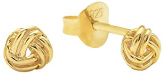 float Damen Gold Ohrstecker Seemannsknoten aus 925 Sterling Silber und 18 Karat vergoldet