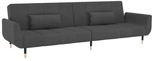 Hommdiy Schlafsofa 2-Sitzer mit 2 Kissen Sofa mit schlaffunktion Samt, Geeignet für Wohnzimmer, Schlafzimmer, Haus 2-Sitzer mit 2 Kissen Dunkelgrau