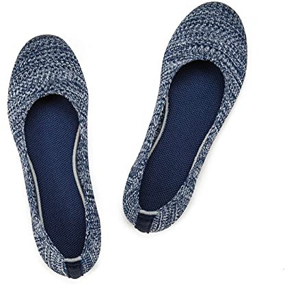 Frank Mully Damen Ballerinas Slip On Knit Kleid Schuhe Pumps Schuhe Runde Zehe, Blau, 43 EU