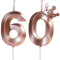 Yiran Rose Gold 60th Birthday Candles with Crown Decor, 3D Number 60 Candle, 60th Birthday Candle for Cake, Happy Birthday Candle, Cake Candles Cake Topper Decorations for Women Birthday Party Supply