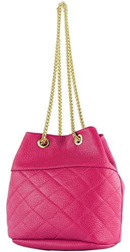 modamoda de T245 Damen Leder Beuteltasche Schultertasche handmade in Italy, Farbe:Pink
