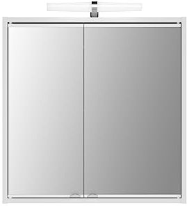 Jokey Spiegelschrank Xari 59.3 cm breit. Badezimmer Spiegelschrank mit 1 LED Aufbauleuchte. 2-türig mit Türgriffe aus Kunststoff