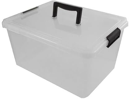 VTL® PLASTIC STORAGE BOXES WITH LID - BLACK LID - 17 SIZES - HOME - BEDROOM - GARAGE - OFFICE - SCHOOL - STORAGE - NESTABLE - STACKABLE (15 LITRE CLIPPY, SET OF 5)