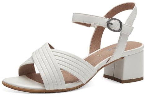 Jana Damen Sandalen mit Absatz Festlich Vegan, Weiß (White Uni), 37 EU