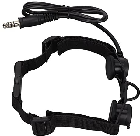 Halsmikrofon-Ohrhörer-Headset, Einstellbare Rauschunterdrückung, Abnehmbares Mikrofon, Schwarz, 7,1 Mm Taktisches Kehlkopf-Laryngophon, z Taktisches Hals-Militär, Schwarz