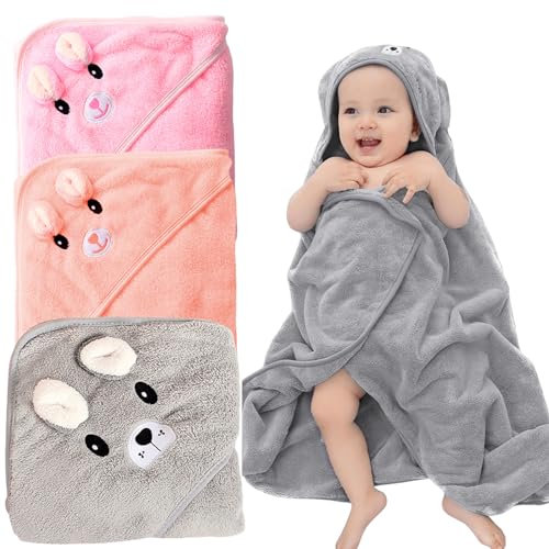 3 Pièces Serviette À Capuche et Cape De Bain Pour Bébé - Extra Doux Absorbant Personnalisée - 80*80cm