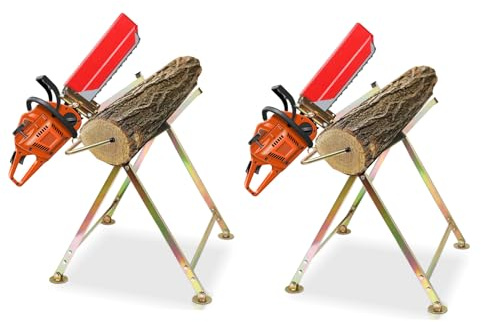 Randaco Sägebock mit Kettensägenhalterung, 2 pack Sägebock für Kettensägen Klappbar bis 150 kg belastbar, 81x72x78,5 cm Sägebock für Kettensäge Sägehilfe Kippsäge Kappsäge