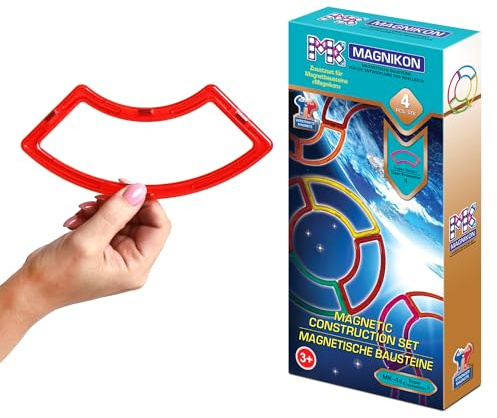 MAGNIKON Magnetische Bausteine, Magnetbausteine, Super Kreissektor, 4 STK | Magnetsteine, Magnetic Blocks, Magnetspiel, Erweiterung, Einzeln, Ergänzung, Magnete Kinder, Magnetic Tiles, Magnetspielzeug