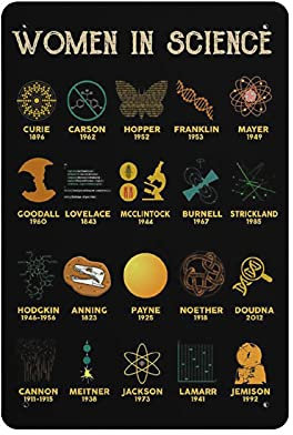 Vertikales Blechschild mit Aufschrift Women In Science, Geschenk für wissenschaftliche Lehrer, feministisches Blechschild, Retro-Stil, Bauernhaus-Dekoration, Zuhause, Bar, Restaurant, Garage,