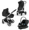 Cybex EOS 5-in-1 Travel System Kinderwagen + leichter Aton G Babyschale, Moon Black, silberner Rahmen