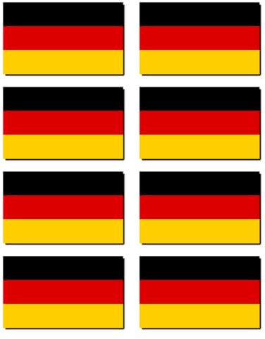 Aufkleber: 75x45 mm, 8 Stück - Flagge - Deutschland - für Auto, Laptop und mehr - für Auto, Koffer, Laptop und mehr