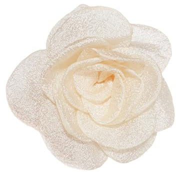 IMINI Broche Fleur De Rose Délicate Épingles à Revers En Mousseline De Soie Tissu Fleur Broches Pour Fête De Mariage Pour Femmes Filles Robe Vêtements Accessoires Cadeaux (Beige)