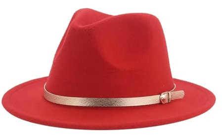 FULUJIDI Fedora Trilby Filzhut Hut Hut Fedoras Mädchen Hut Frauen Hüte Jungen Panama Jazz Kappen Gürtel Band Niedlich Outdoor Dekorieren Hut 52-54Cm (Kinder) Rot